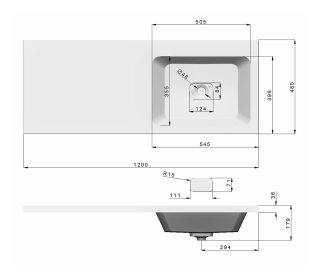 Раковина Misty Kamilla 4627173210010 белая правая 120 см